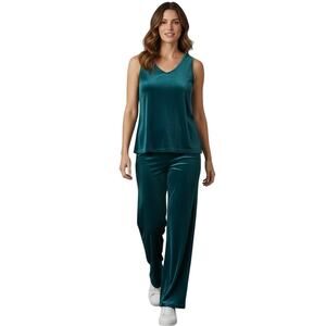 NEW Chico's Travelers Velvet Sleeveless Teal Top and Pants Top 0-2P, Pants 4-6P